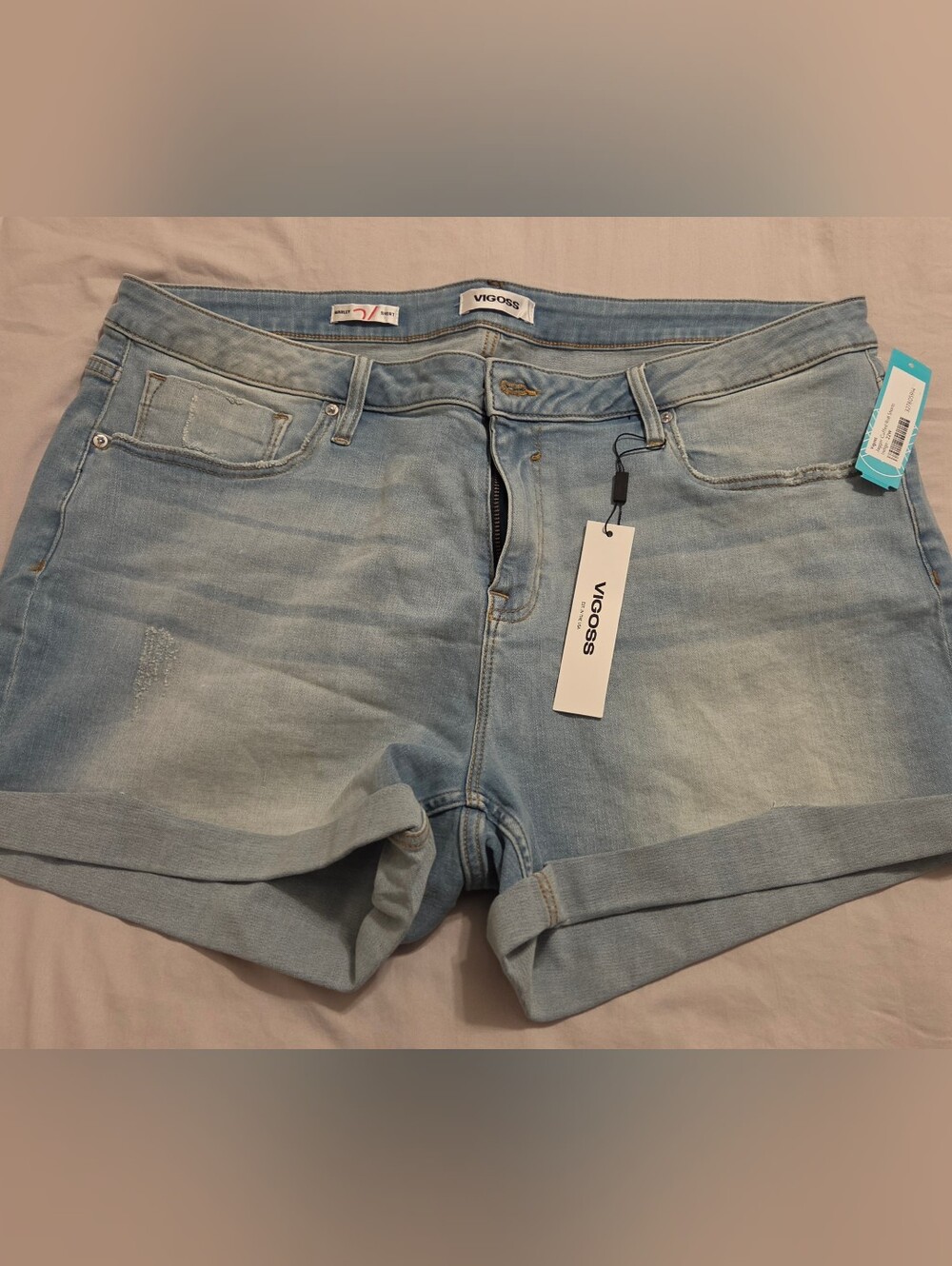 Vigoss Light Wash Denim Roll-Cuff Shorts